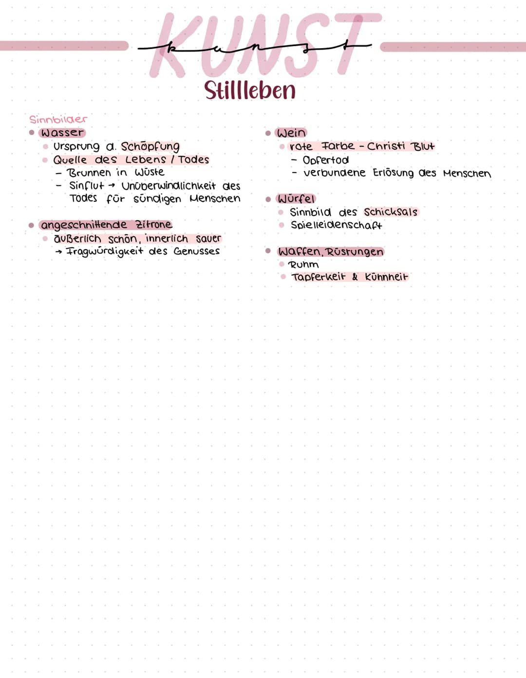 # KUNST

Stillleben

Welche Funktionen hat Kunst?

*   aesthetische Funktion

    religiós / symbolisch

*   politisch / militārisch

    re