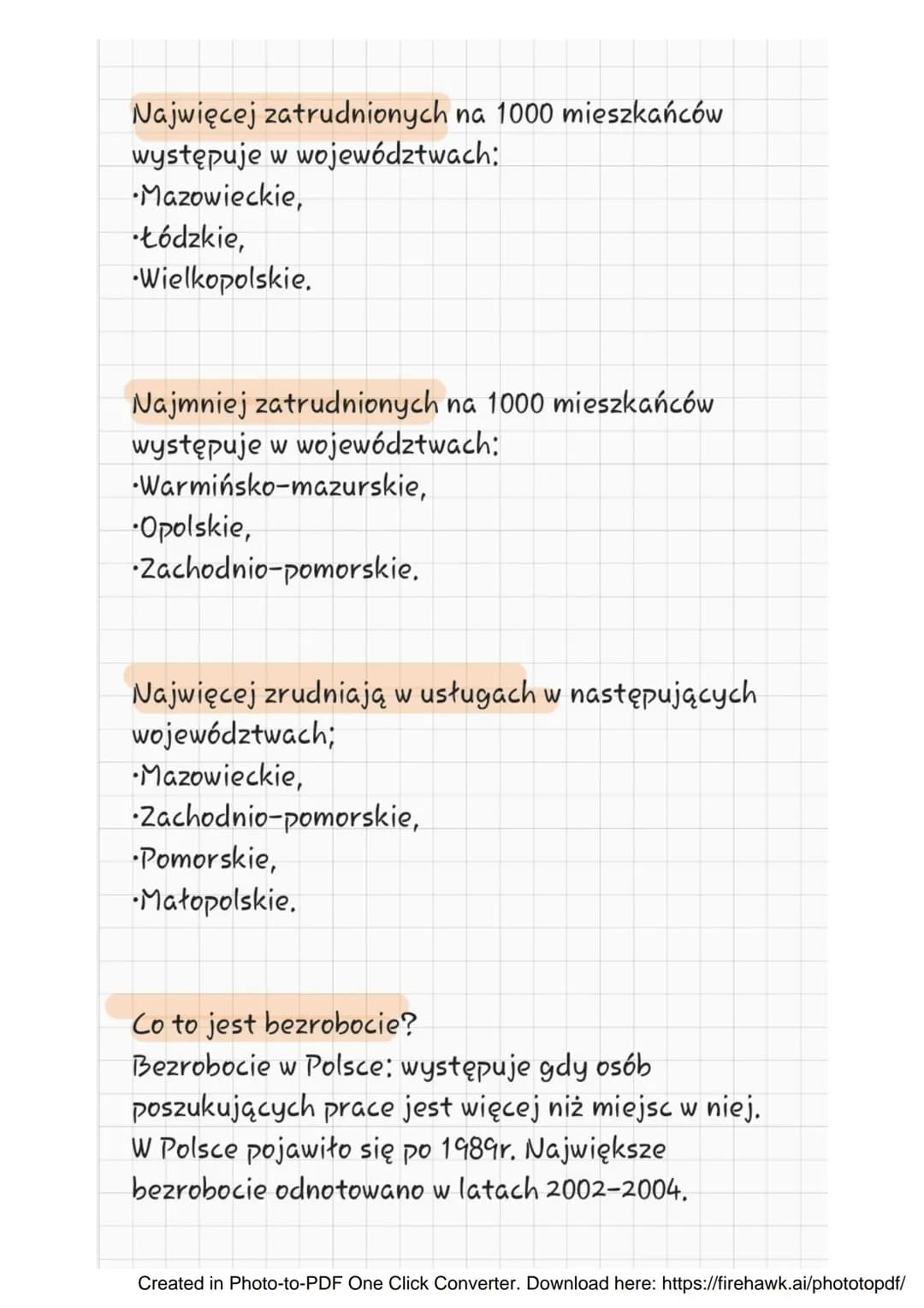 # Geografia

Struktura zatrudnienia i bezrobocie

W jakich sektorach zatrudnia się ludzi?
* rolnictwo,
* przemysł,
* usługi.

Jak przedstawi