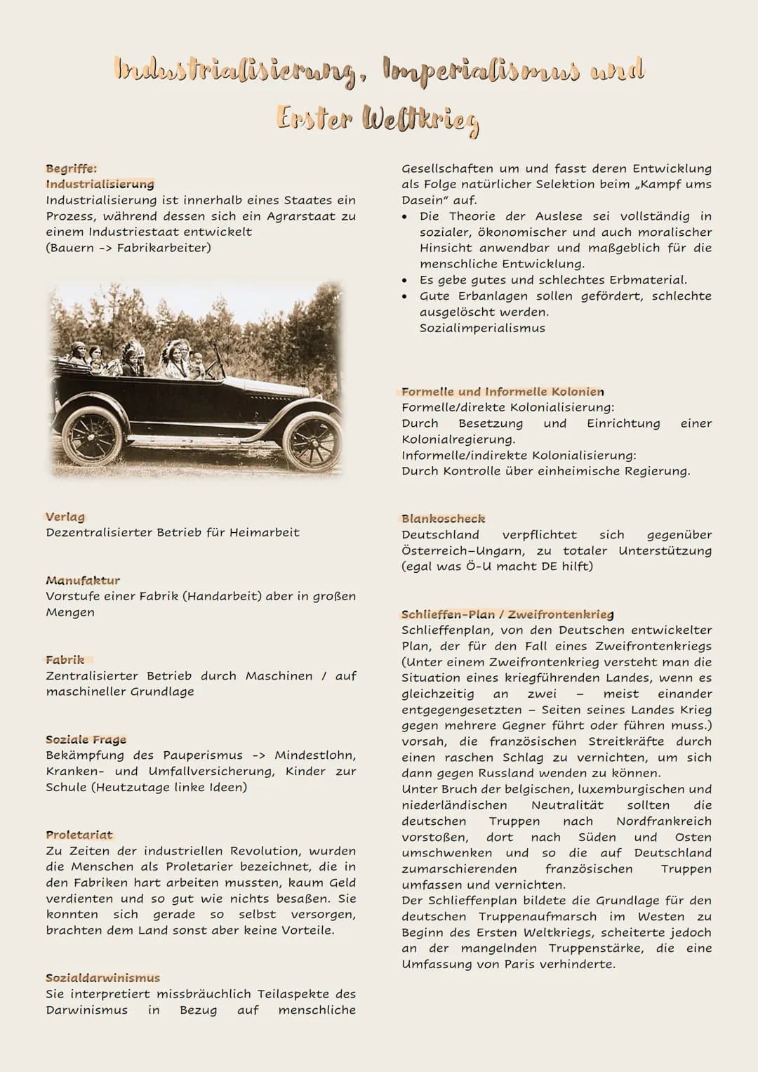 # Begriffe:
Industrialisierung, Imperialismus und
Erster Weltkrieg

Industrialisierung
Industrialisierung ist innerhalb eines Staates ein
Pr