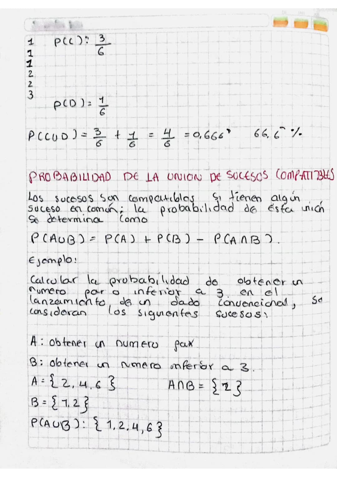 # PROBABILIDAD DE LA ONION

SOCESOS

Sabemos que para calcular la probabilidad de
A UB se determinan los elementos
que pertenecen a la unión