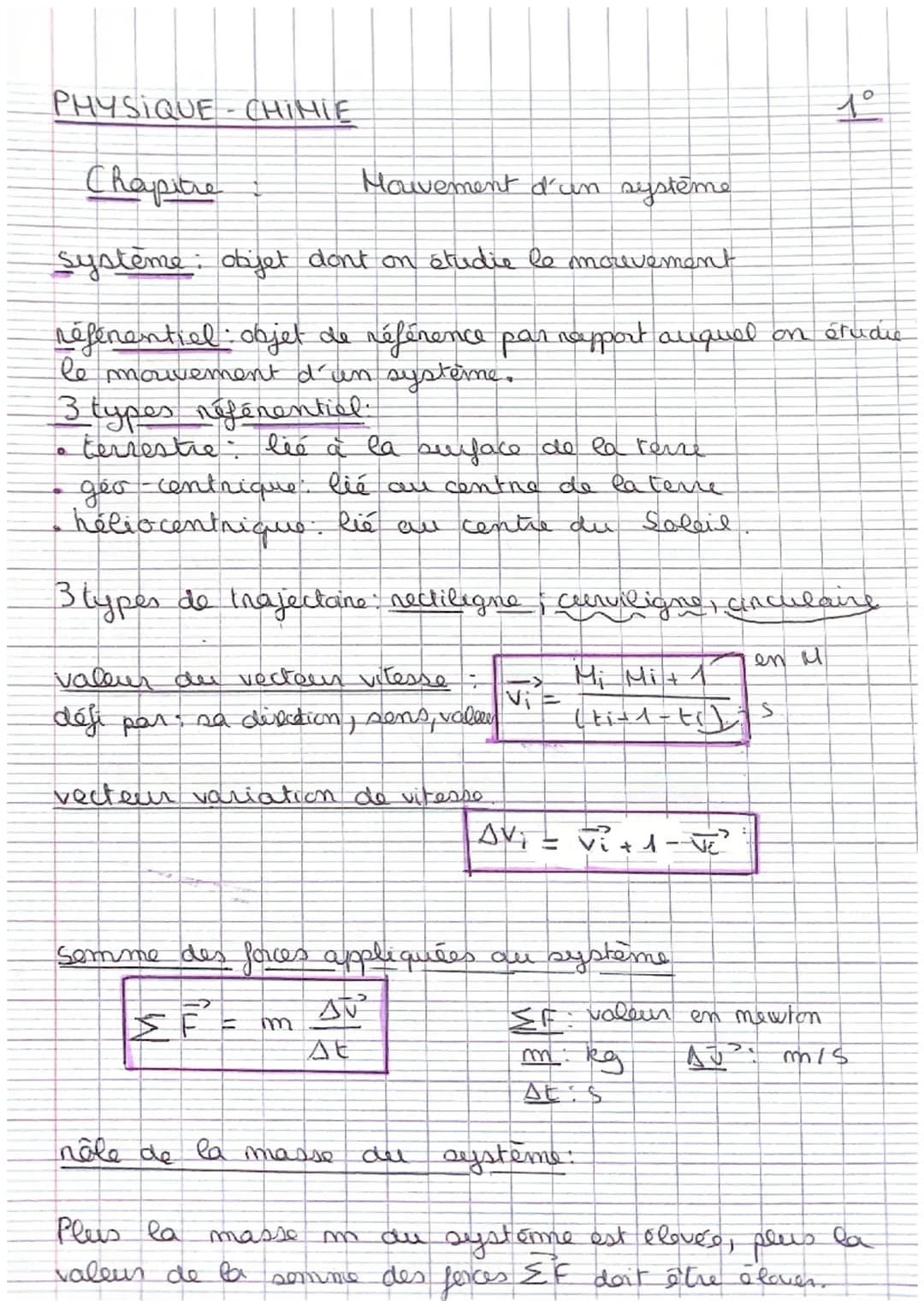 PHYSIQUE-CHIMIE

Chapitre

1°

Mouvement d'un système

Système dijet dont on étudie le mouvement

référentiel: objet de référence par rappor