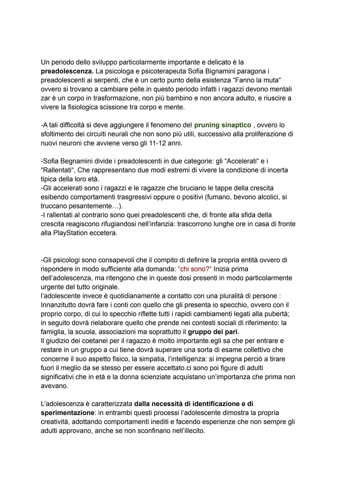 # Lo sviluppo della personalità e della sfera morale

Una delle peculiarità dell'essere umano è l'autoconsapevolezza ossia, la capacità di
r