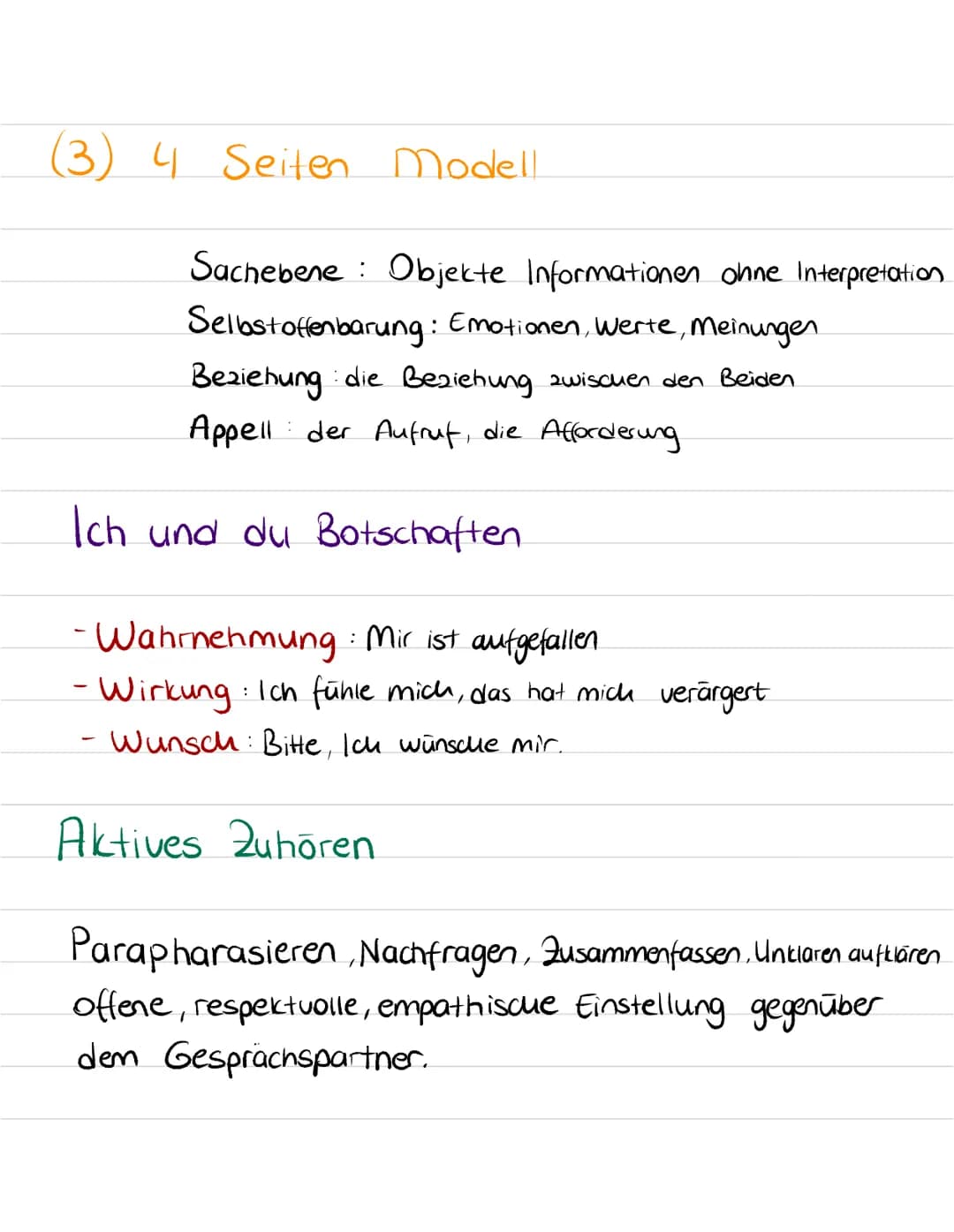  Klassenarbeit Nr. 1

$\\rightarrow$ Arten von Kommunikation

(1) Verbale Kommunikation.
-Mündlich - Schriftlich

(2) Nonverbale Kommunikati