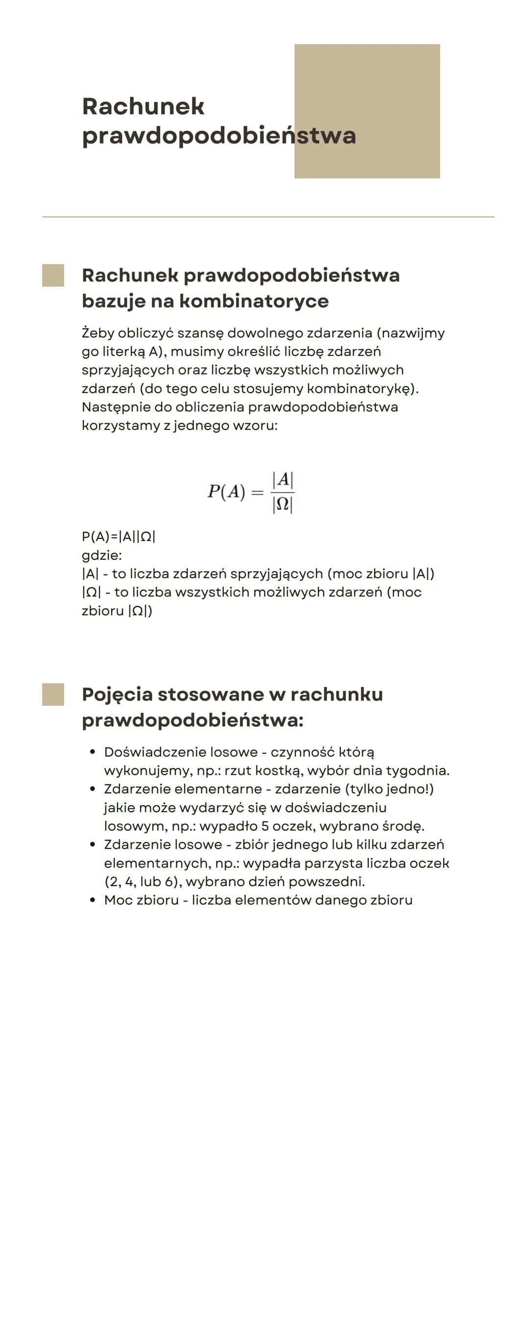 # Rachunek
prawdopodobieństwa

## Rachunek prawdopodobieństwa
bazuje na kombinatoryce

Żeby obliczyć szansę dowolnego zdarzenia (nazwijmy
go