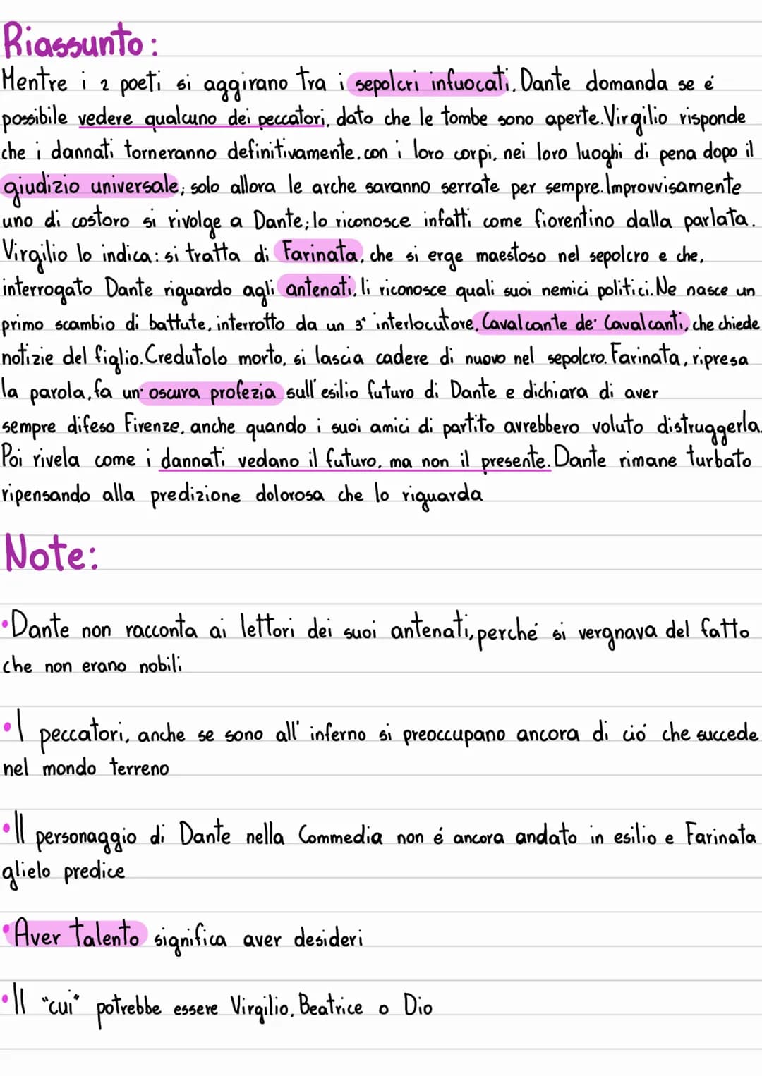 # CANTO DECIMO

Luogo: sesto cerchio

Peccatori: eretici $\longrightarrow$ i dannati giaciono in sepolcri
arroventati dal fuoco

il fuoco ri