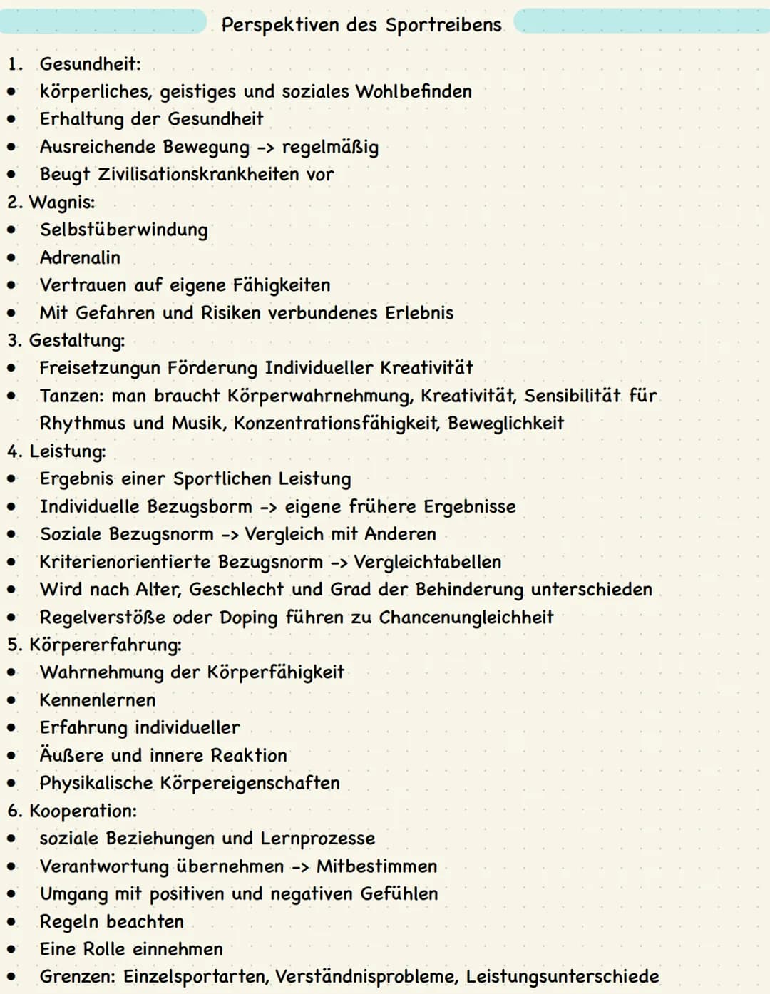 Checkliste

Bewegungslehre:
- Bedeutung und Sinn sportlicher Bewegungen
-> Definition Sport
-> Perspektiven des Sporttreibens

- Formen spor