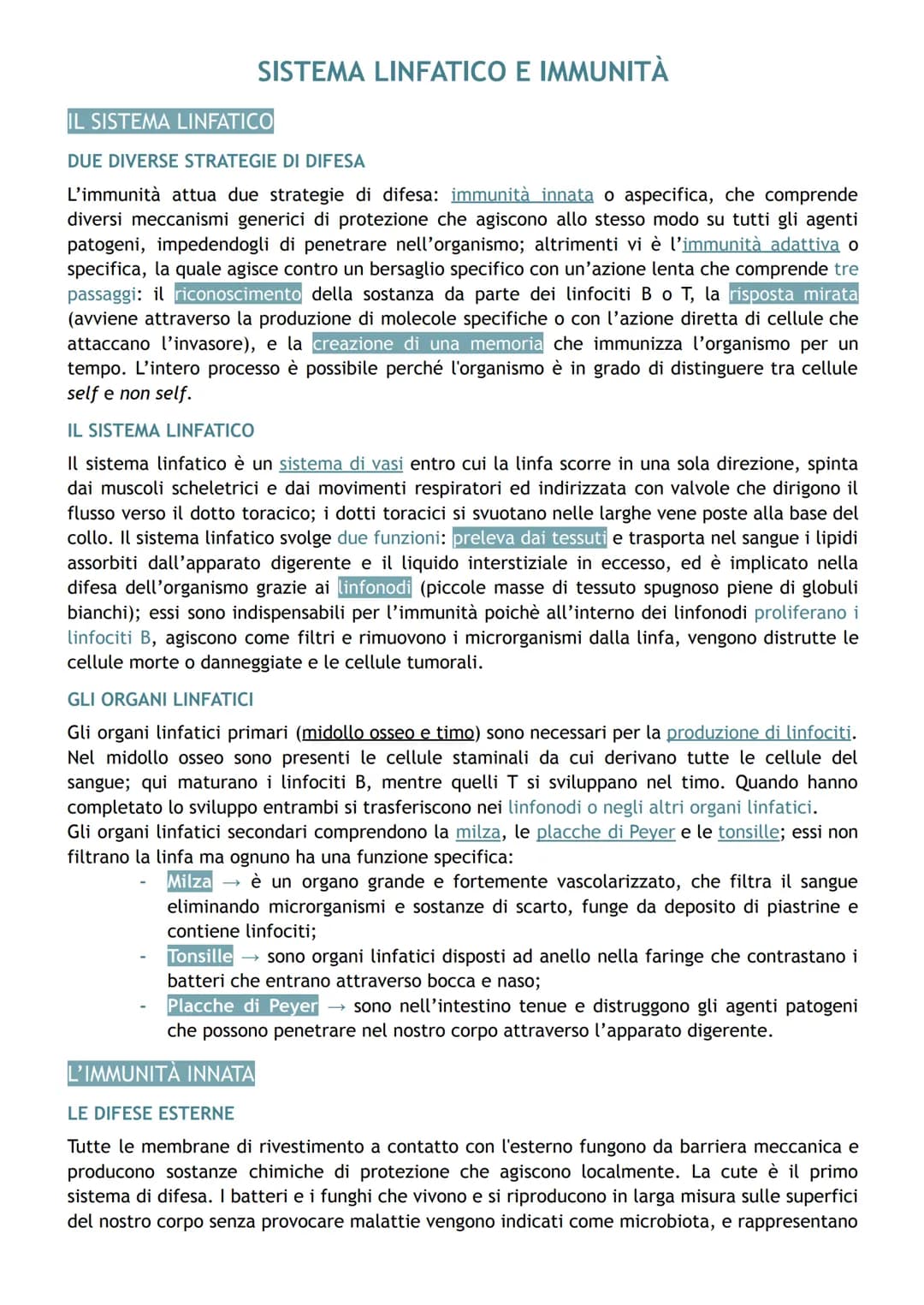 # SISTEMA LINFATICO E IMMUNITÀ

# IL SISTEMA LINFATICO

## DUE DIVERSE STRATEGIE DI DIFESA

L'immunità attua due strategie di difesa: immuni