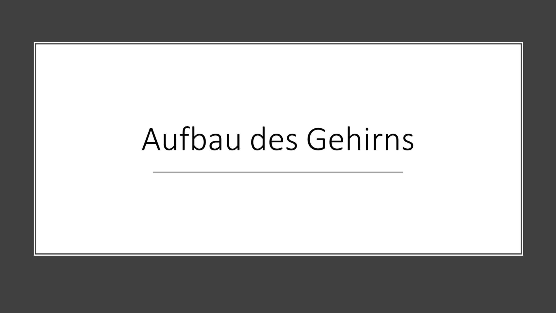 # Aufbau & Funktion des
menschlichen Gehirns
 Inhalt

• Allgemeine Fakten zum Gehirn
• Grundlegender Aufbau des Gehirns
• Schutz des Gehirns