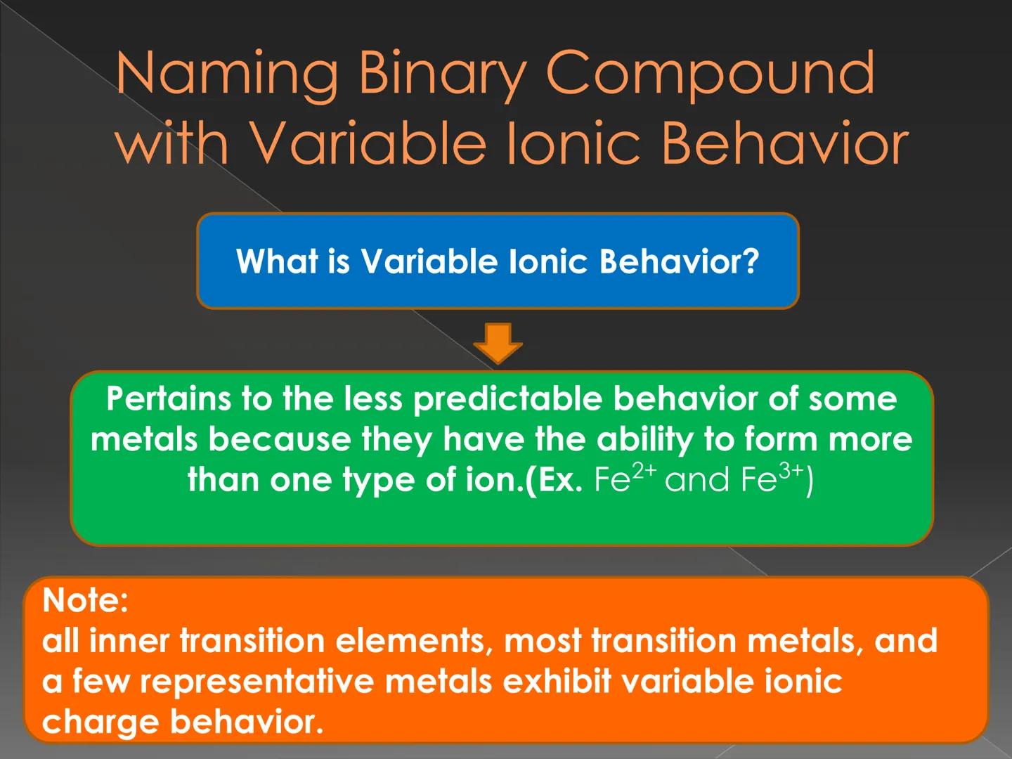 # Recognizing and Naming
## Binary Ionic Compound How do we know that
the compound is an
ionic compound? # Recognizing Binary lonic
Compound