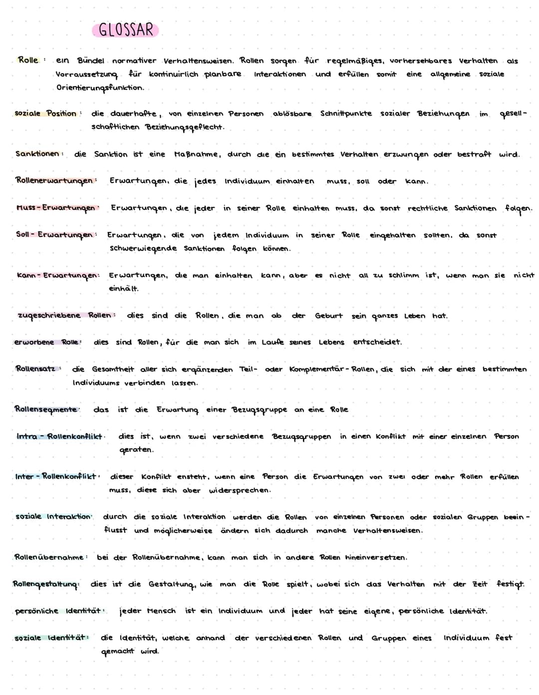# GLOSSAR

Rolle: ein Bündel normativer Verhaltensweisen. Rollen sorgen für regelmäßiqes, vorhersehbares Verhalten als
Vorraussetzung für ko