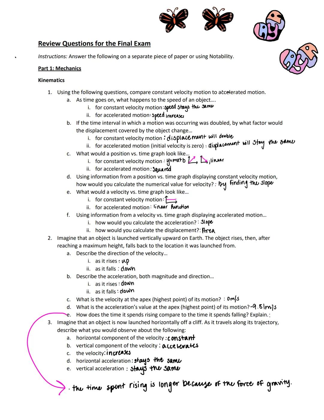**Review Questions for the Final Exam**

Instructions: Answer the following on a separate piece of paper or using Notability.

Part 1: Mecha