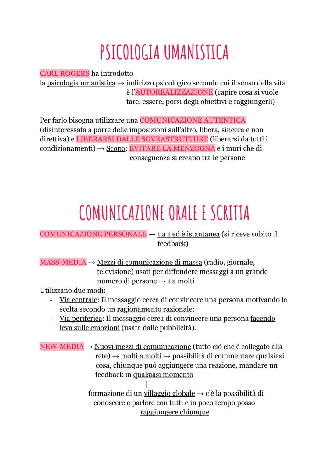 # LA COMUNICAZIONE

Comunicazione: - come trasmissione di informazioni
- come condividere, mettere in comune pensieri, esperienze
ed emozion
