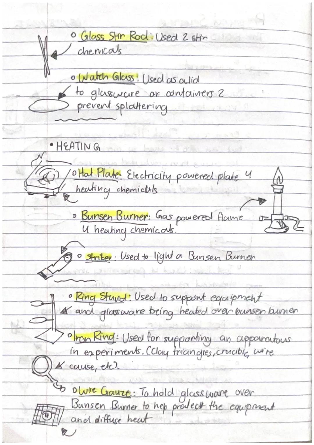 Physical Science
THE BASICS: LAB EQUIPMENT
Lab Equipment
• GLASSWARE
08/28/2023
• Graduated Cylinder: Makes precise volume
measurements of l