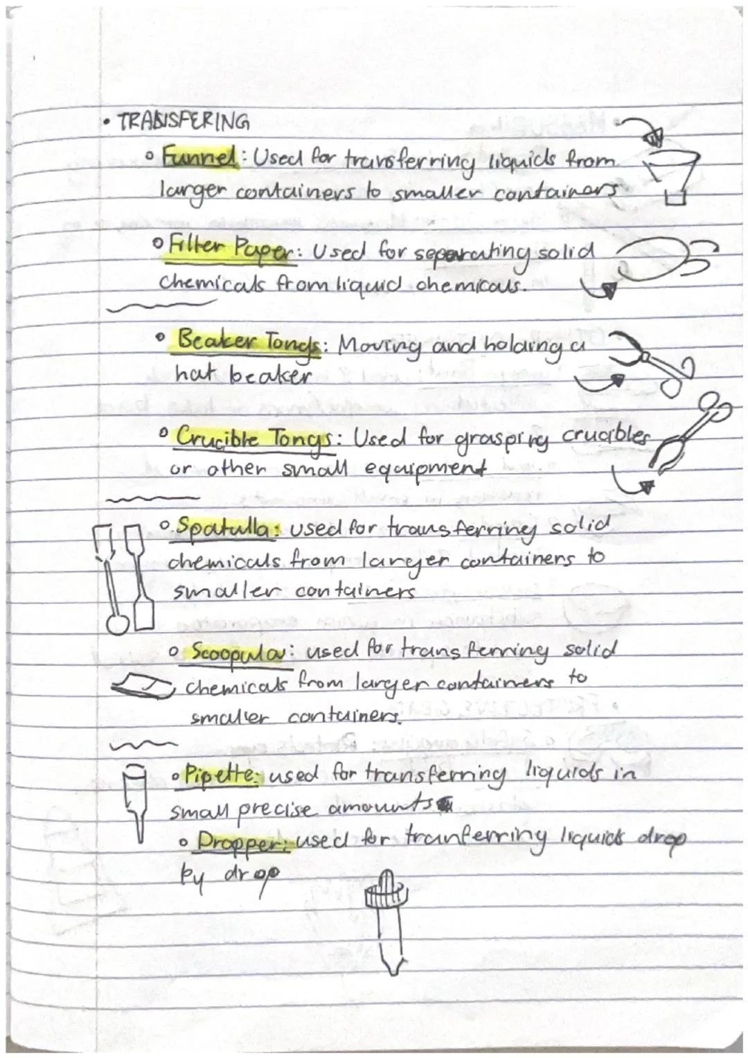 Physical Science
THE BASICS: LAB EQUIPMENT
Lab Equipment
• GLASSWARE
08/28/2023
• Graduated Cylinder: Makes precise volume
measurements of l