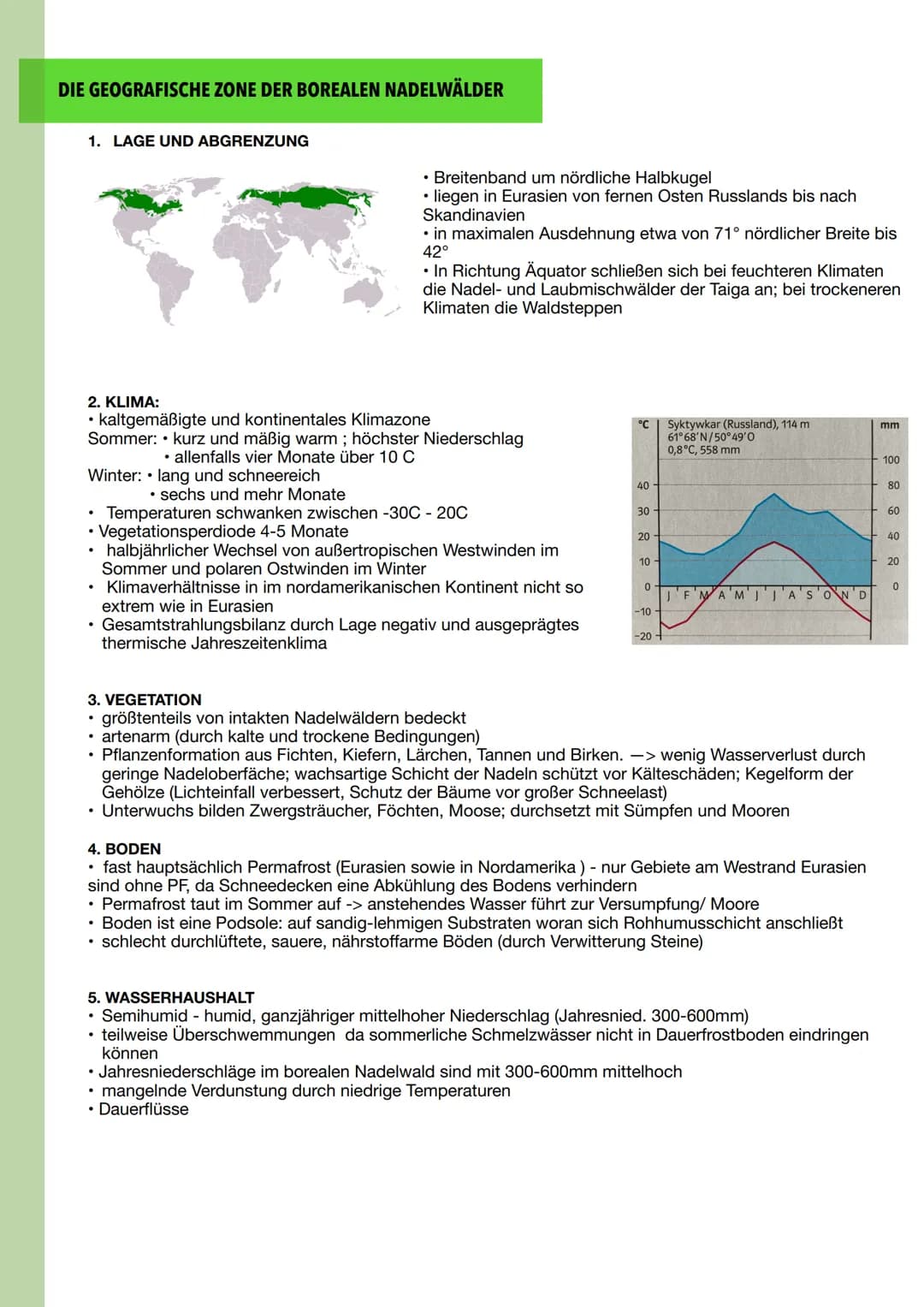# DIE GEOGRAFISCHE ZONE DER BOREALEN NADELWÄLDER

1. LAGE UND ABGRENZUNG

• Breitenband um nördliche Halbkugel

• liegen in Eurasien von fer