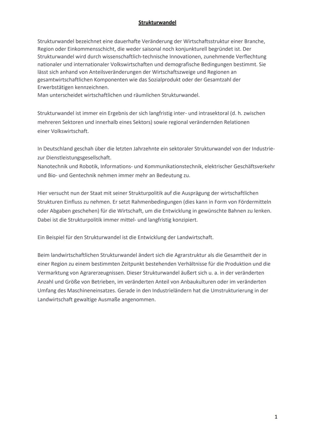 # Strukturwandel

Strukturwandel bezeichnet eine dauerhafte Veränderung der Wirtschaftsstruktur einer Branche,
Region oder Einkommensschicht