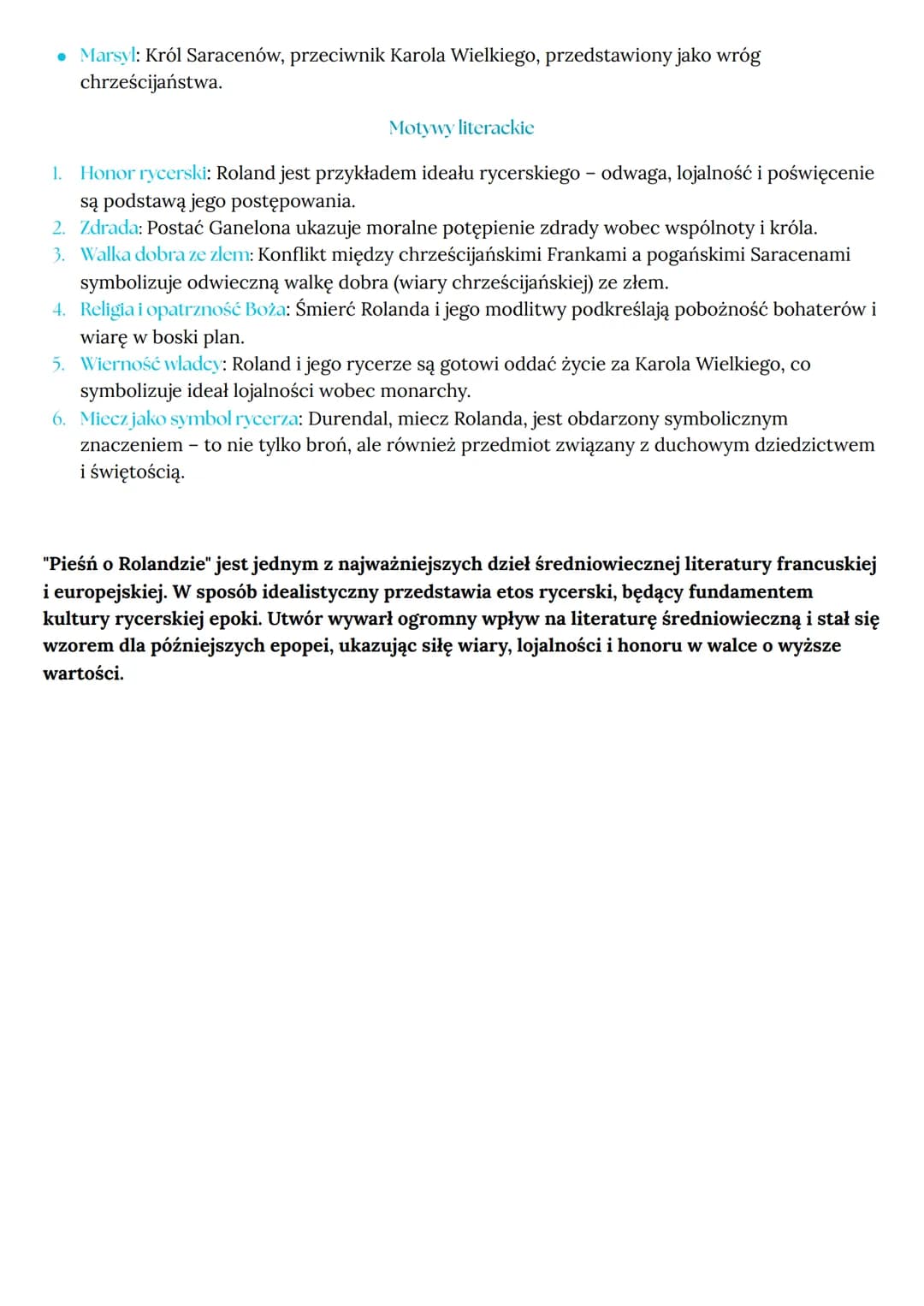 # PIESN O ROLANDZIE

Informacje ogólne

*   Rodzaj literacki: Epika.
*   Gatunek literacki: Epopeja rycerska (chanson de geste, czyli „pieśń