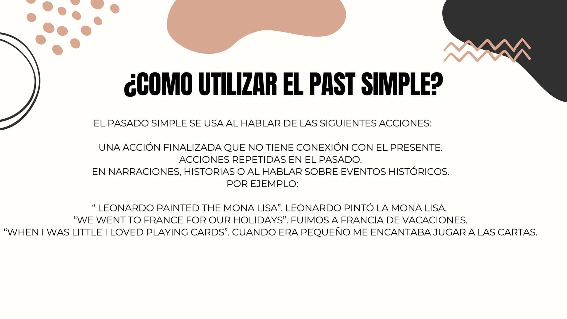 Past simple Indice

01. INTRODUCCIÓN

02.PASADO SIMPLE

03.VERBOS REGULARES

04.VERBOS IRREGULARES

05. EJEMPLOS

06. COMO SE APLICA
EN EL I