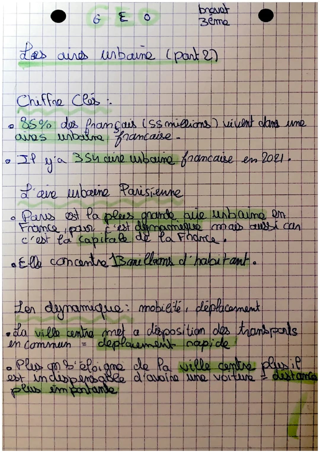 GEO

brovet
3eme

Les aires urbaine (part 2)

Chiffre Clés :
*   85% des français iss millions) vivent dans une
aves unbalne francaise.
*   
