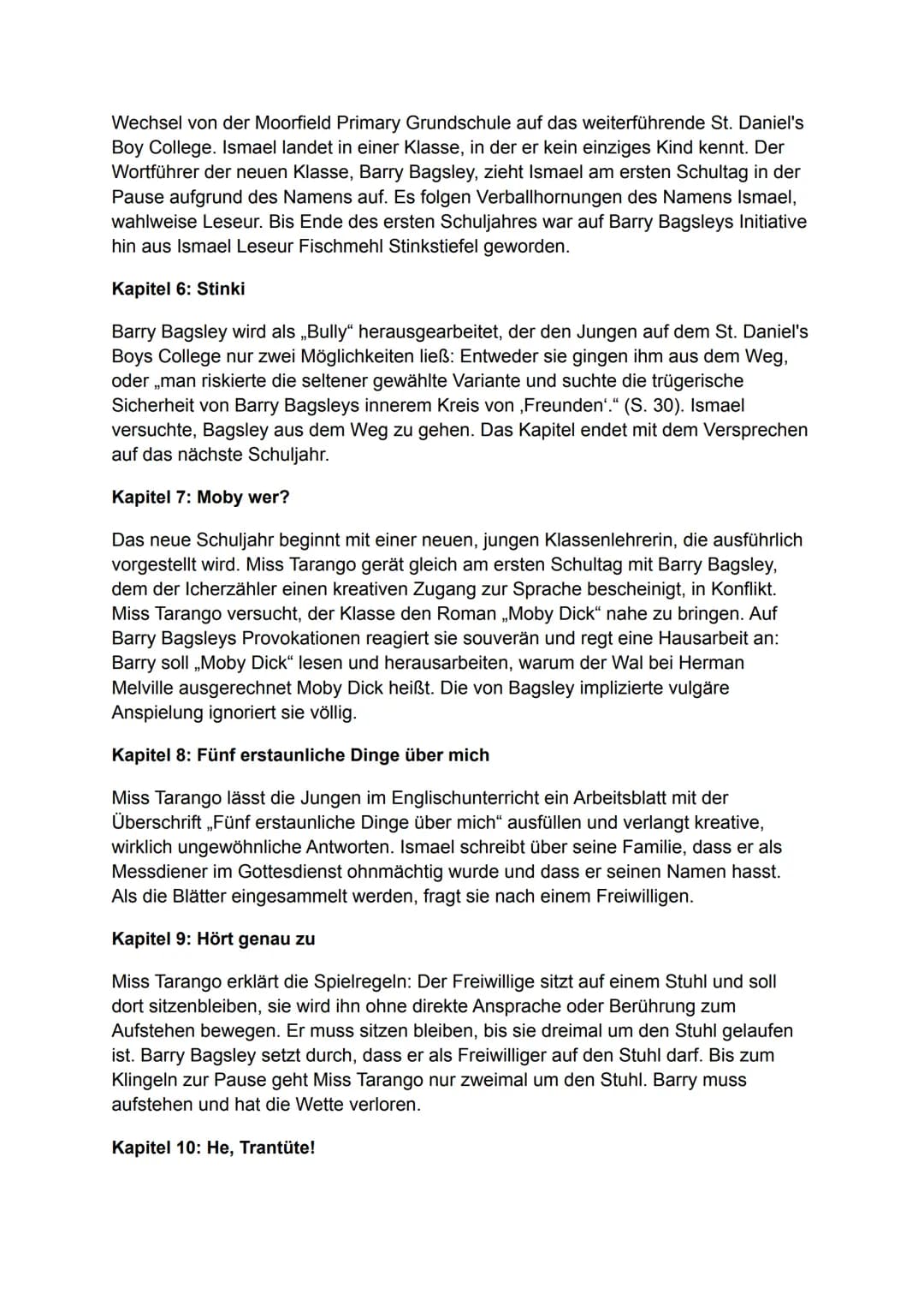 # Nennt mich nicht Ismael

Inhaltsangabe/Zusammenfassung

2006 erschien der Jugendroman „Don't Call Me Ishmael!" des australischen Autors
Mi