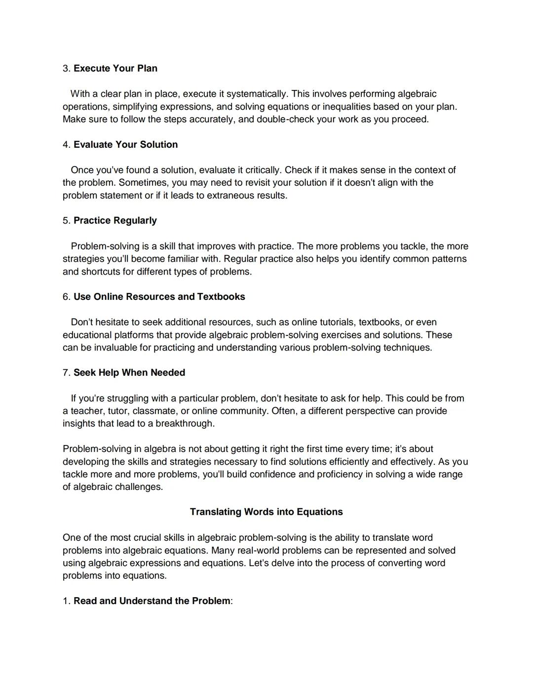 # Introduction to Problem Solving

Problem-solving is a fundamental skill in mathematics, and this holds true in the realm of
algebra as wel