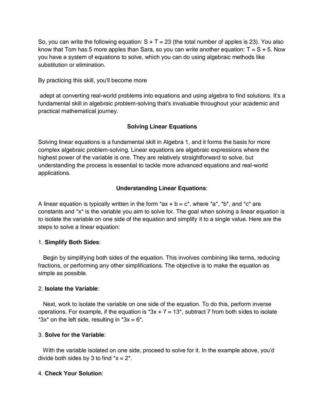 # Introduction to Problem Solving

Problem-solving is a fundamental skill in mathematics, and this holds true in the realm of
algebra as wel
