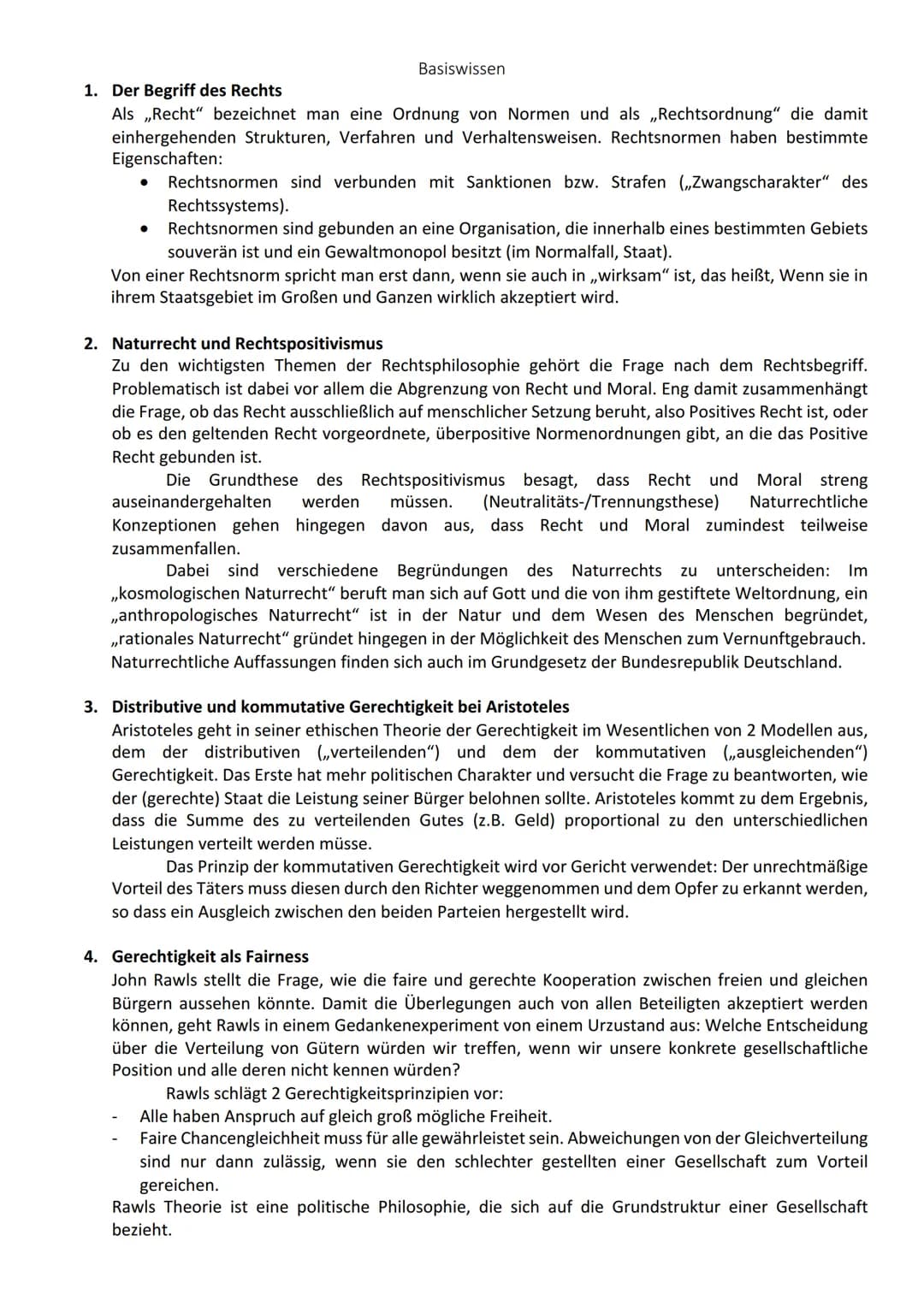 Ethik
Recht:

Formale Bestimmung:
*   normative Ordnung menschlichen
    Verhaltens (Zwangscharakter)
*   verpflichtend

Materiale Bestimmun