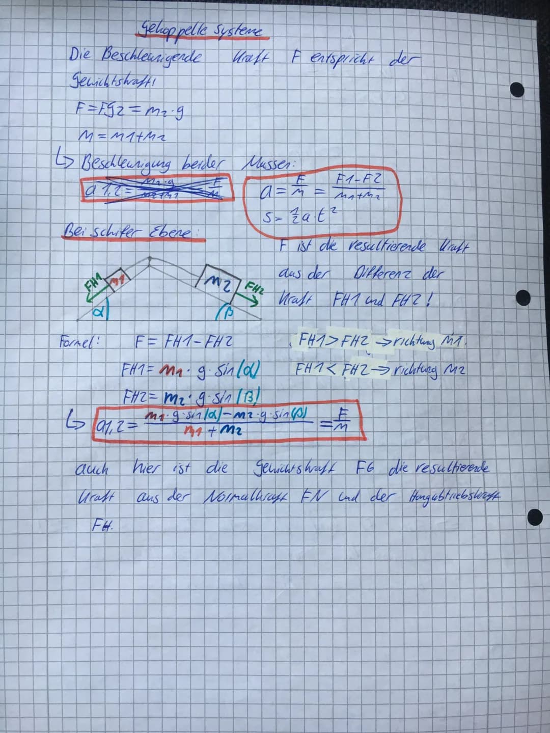 FH
FNAFN
FHFG
Schiefe Ebene

Wenn sich ein Körper aut
einer Schieten Ebene nach
unten Bewegt, dan ist die
Gewichts hraft EG che resultierend