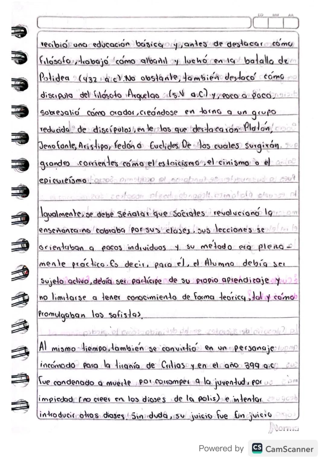 Sociales (Σωκρατης) (470-3994.C)

Su filosofía marcó un antes y un después en la historiq. Se
Considera que con el comienza una nueva forma 