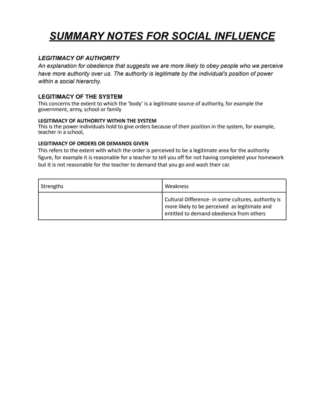 # SUMMARY NOTES FOR SOCIAL INFLUENCE

## ASCH EXPERIMENT FOR CONFORMITY

Procedure

- 123 participants (pps) American males
- Naive pps in a