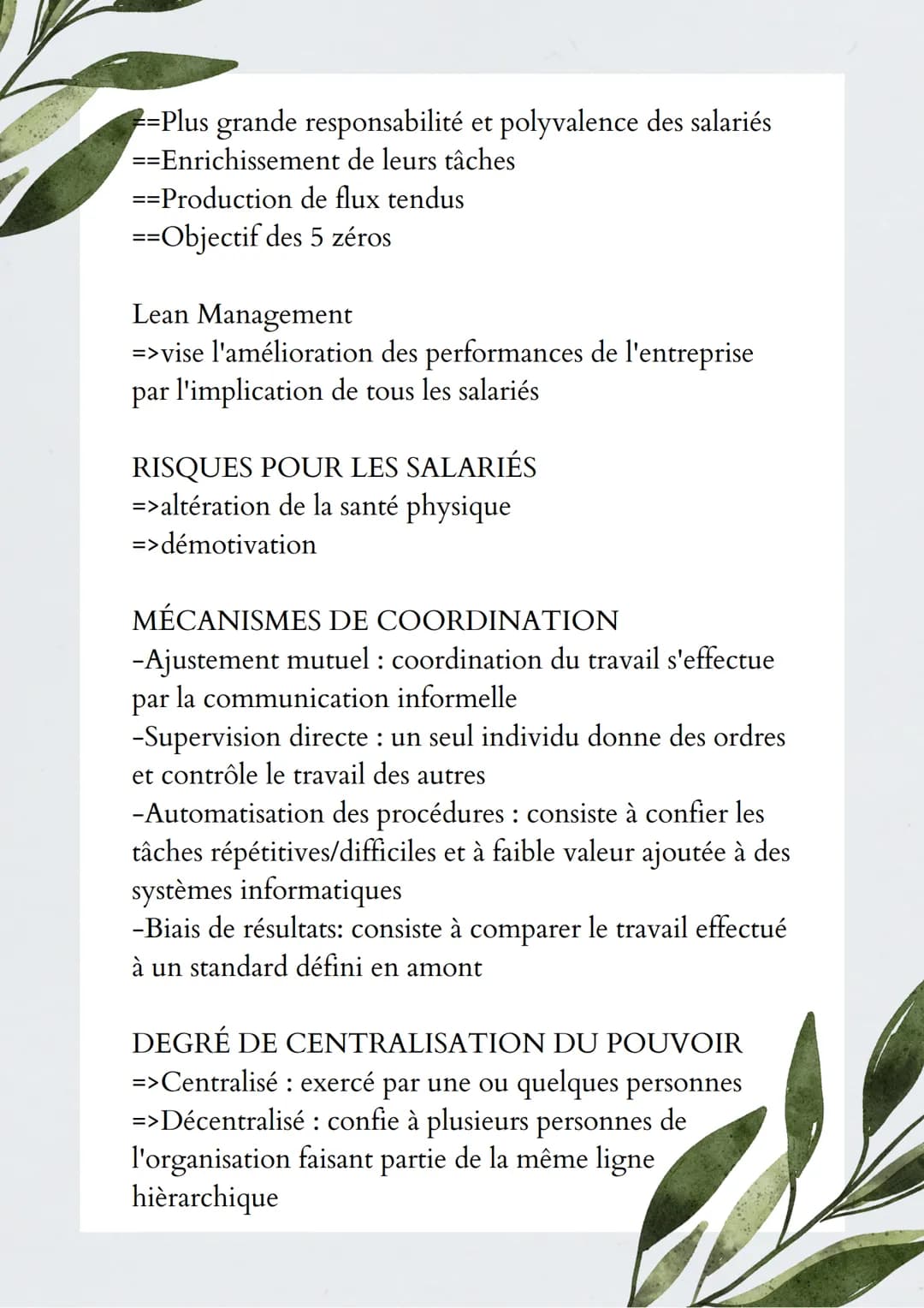 - Chapitre 7 –

Comment assurer un fonctionnement
cohérent des organisation ?

MÉTHODE DE TRAVAIL :

• RIGIDE

Taylorisme

=>organisation du