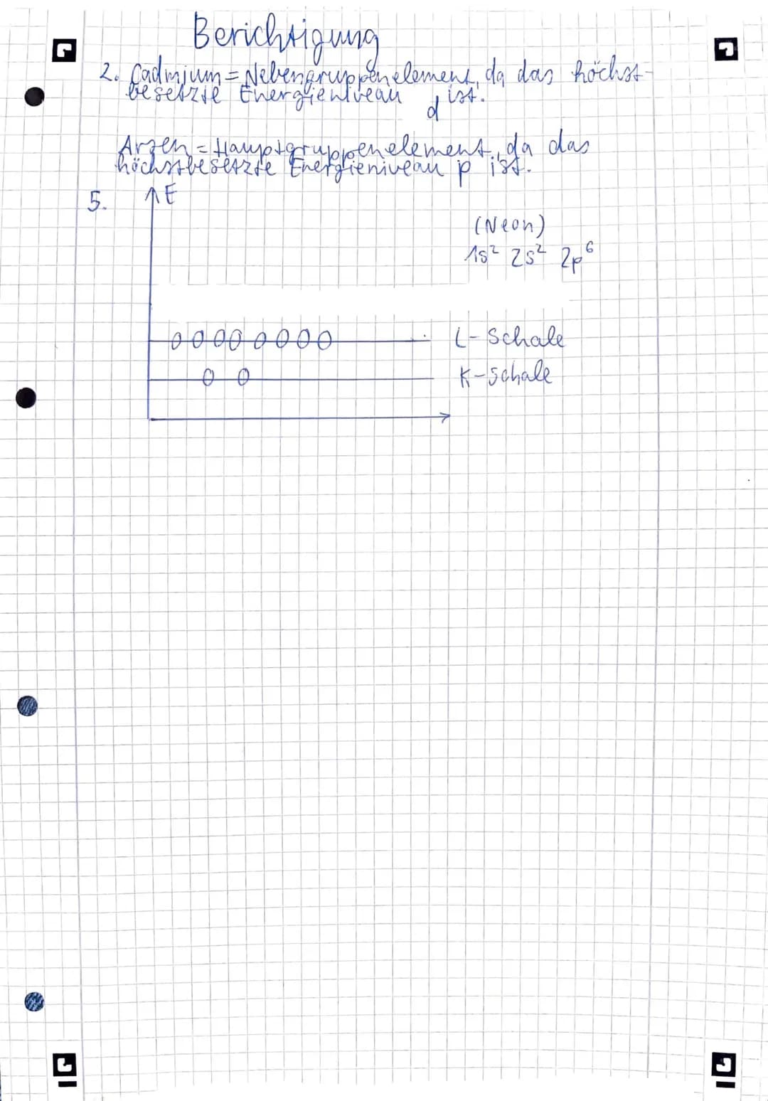 11 Klasse

LK 30 Minuten

Variante 2

14P
gesamt: 25 Punkte
Atommodell, Quantenzahlen, Elektronenkonfiguration, Kästchenschema
1. Geben Sie 