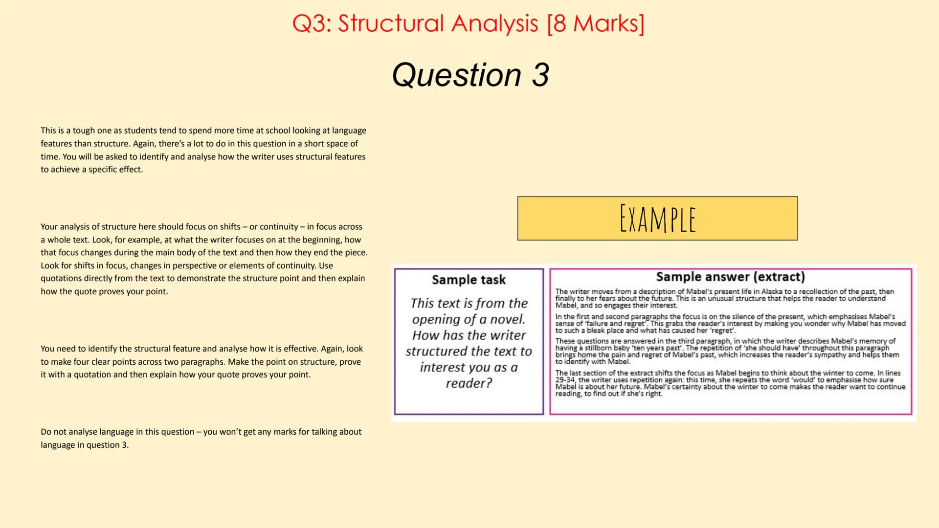 # English Language Paper 1

(AQA) # Paper 1 Overview

Language Paper 1 has 5 questions in total:

*   Q1: List 4 things about the text... [4