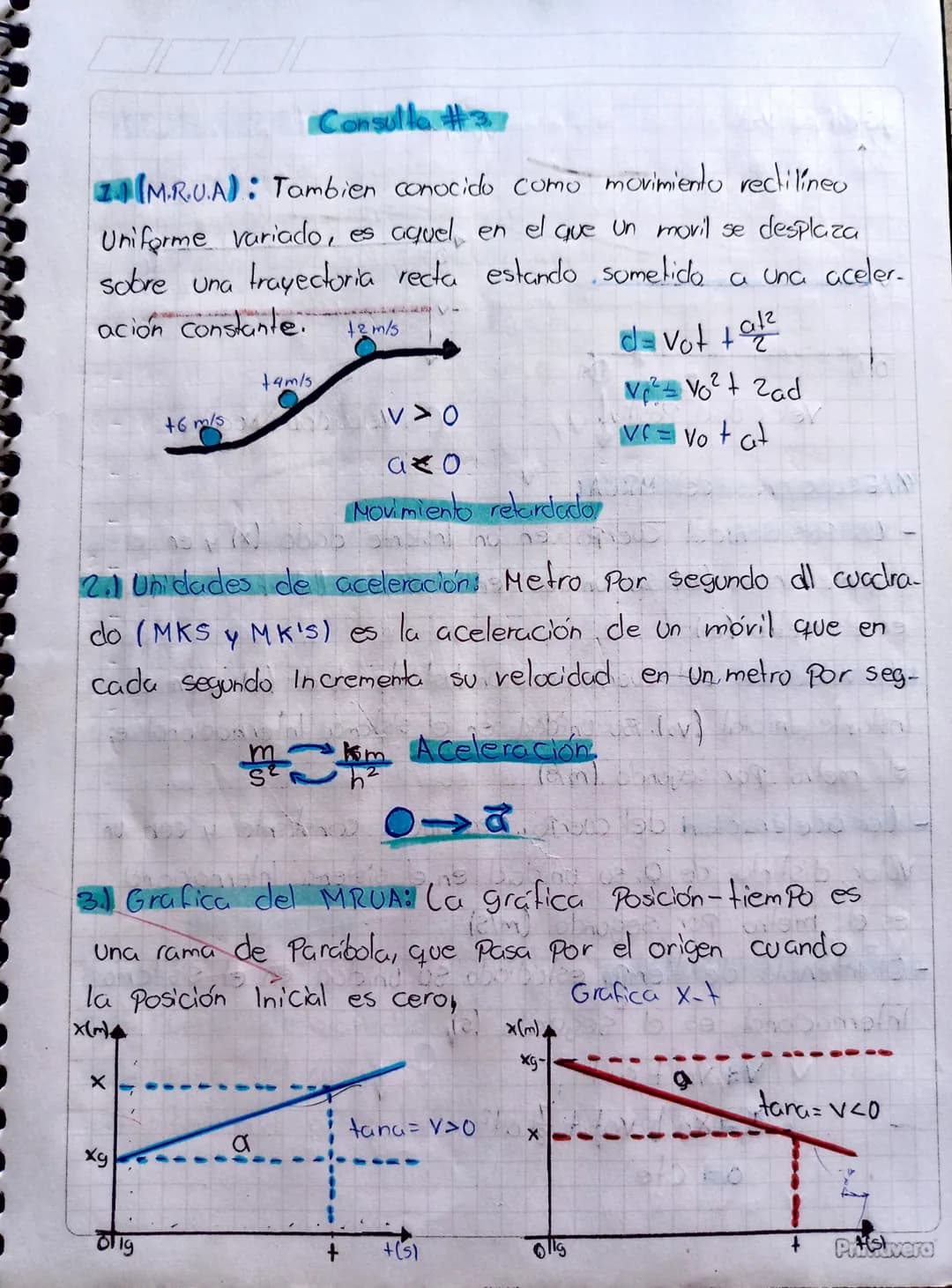 Consulta #37

(MR.UA): Tambien conocido como movimiento rectilineo
Uniforme variado, es aquel en el que un moril se desplaza
sobre una traye