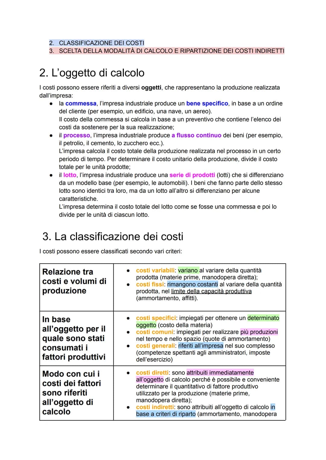 # La contabilità gestionale

1. La contabilità gestionale 1
2. L'oggetto di calcolo 2
3. La classificazione dei costi 2
4. I metodi di calco