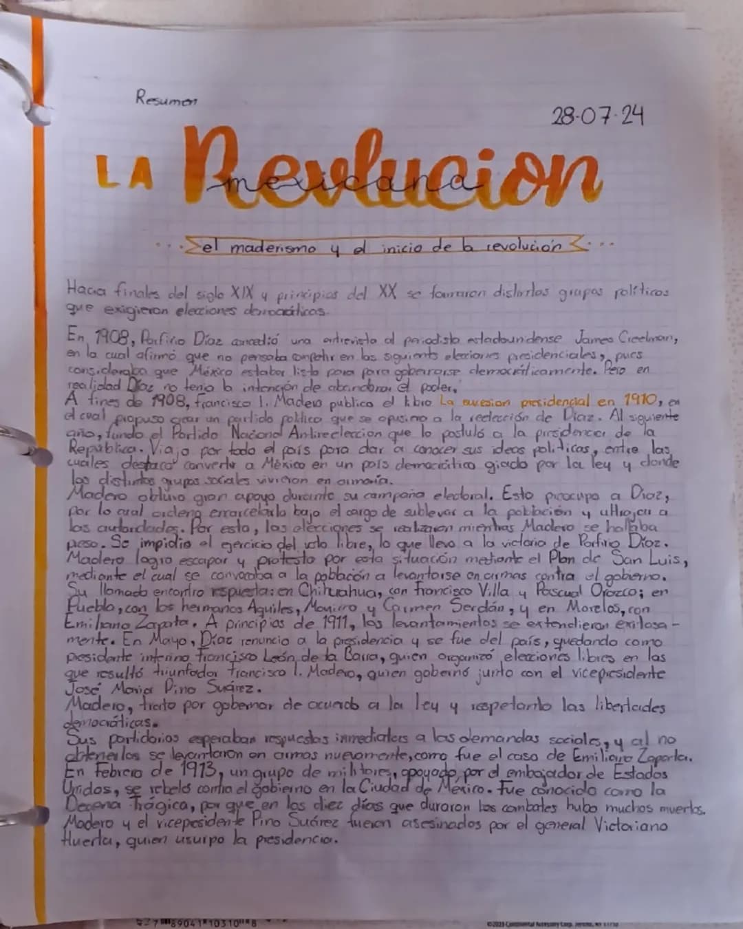 Resumen
28-07-24
# LA Revlucion

>el maderismo y el inicio de la revolución <...

Haia finales del siglo XIX y principics del XX se formaron