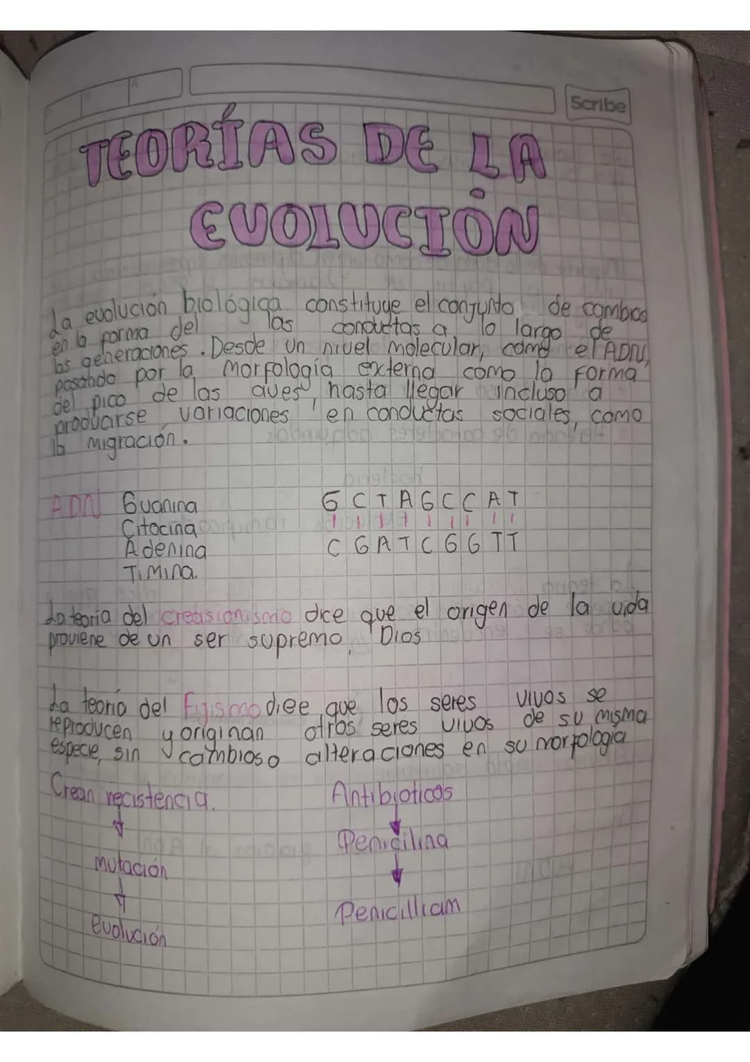 # TEORÍAS DE LA
# CUOLUCIÓN
Scribe
La evolución biológica constituye el conjunto de cambios
en la forma del las conductas a lo largo de
las 