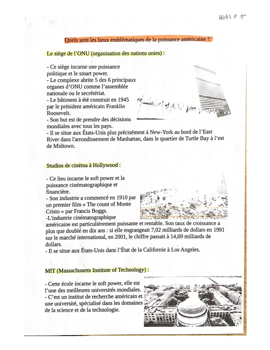 165

Quels sont les lieux emblématiques de la puissance américaine ?

Le siège de l'ONU (organisation des nations unies) :

- Ce siège incar