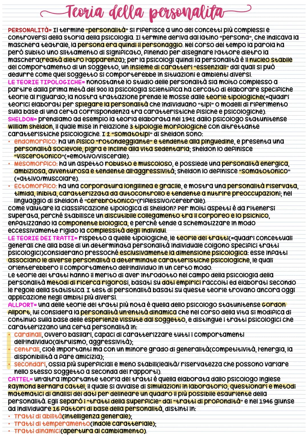 # Teoria della personalita

PERSONALITÀ= Il termine "personalità" si riferisce a uno dei concetti più complessi e
controversi della storia d