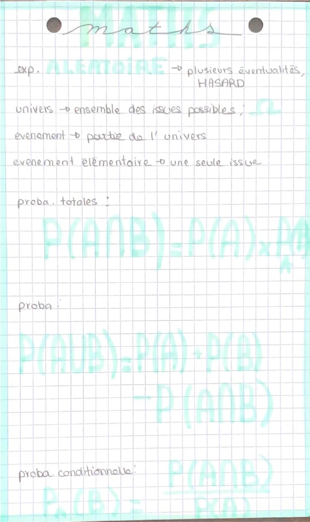 maths

E plusieurs éventualités,
exp.
HASARD

univers ensemble des issues possibles,

evenement partie de l' univers

evenement élémentaire 