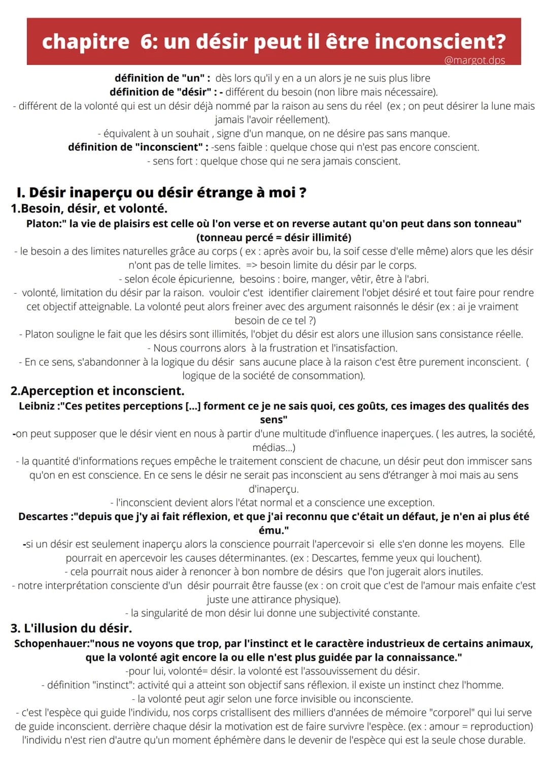 # chapitre 6: un désir peut il être inconscient?
@margot.dps

définition de "un": dès lors qu'il y en a un alors je ne suis plus libre
défin