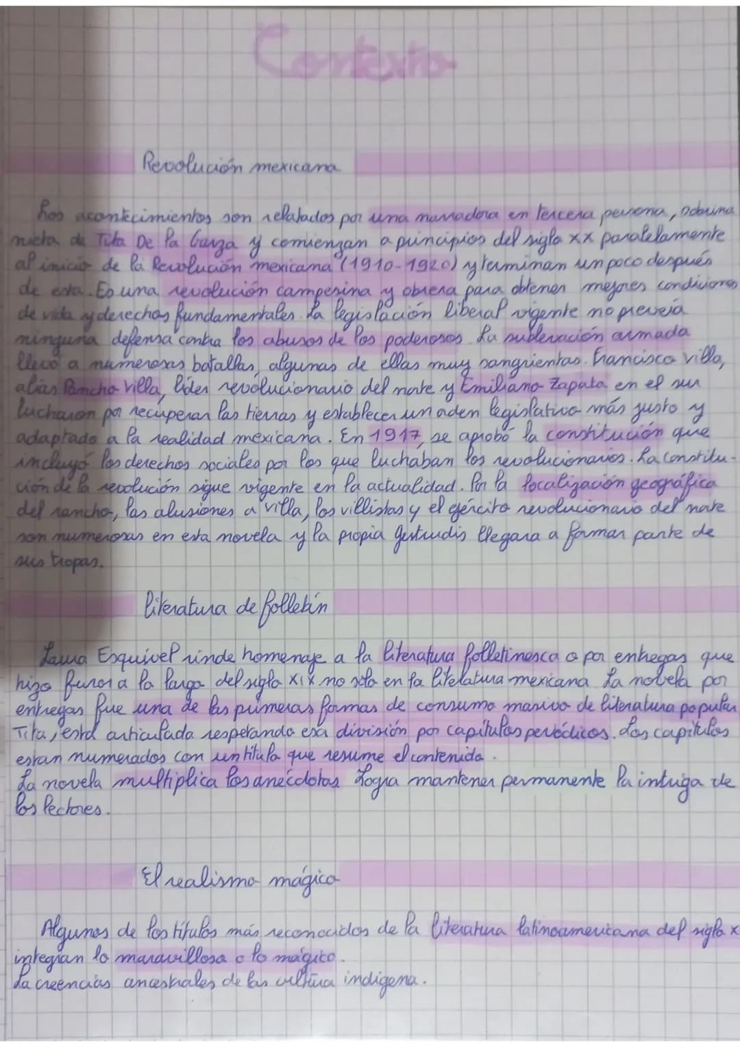 # Contexto

## Revolución mexicana

hos acontecimientos son relatados por una mamadora en tercera pevsena, adbruna
micta de Tita De la Garza