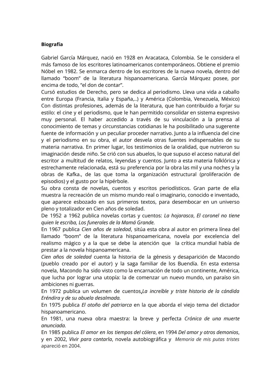 # Breve resumen de la historia.

La novela se compone de cinco unidades o secuencias narrativas sin numerar en las
que el argumento se va de