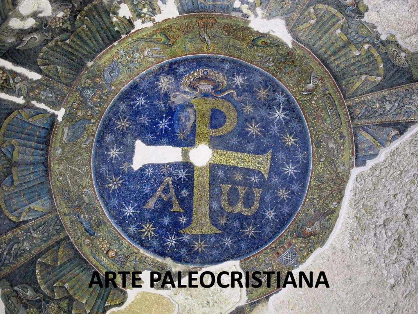 # ARTE PALEOCRISTIANA Arte
Paleocristiana
primi cristiani

Si sviluppa nei
territori
dell'Impero
Romano
dal I sec dC
al VI sec dC L'arte Pal