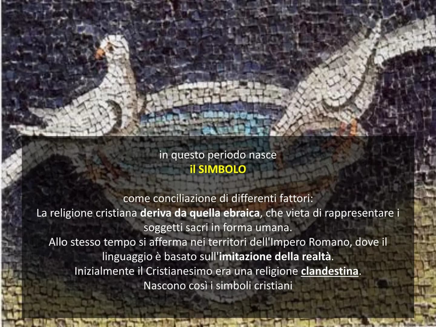 # ARTE PALEOCRISTIANA Arte
Paleocristiana
primi cristiani

Si sviluppa nei
territori
dell'Impero
Romano
dal I sec dC
al VI sec dC L'arte Pal
