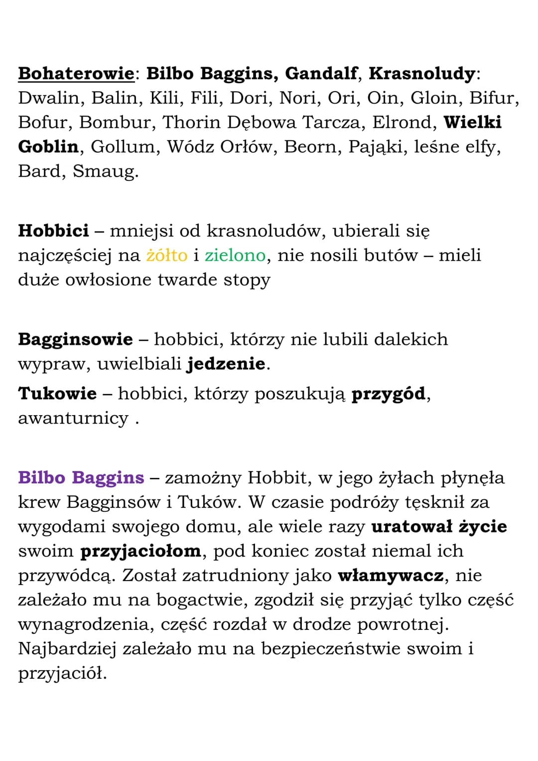 # „Hobbit, czyli tam i z
powrotem" - opracowanie

Tytuł: „Hobbit, czyli tam i z powrotem"

Autor: J.R.R. Tolkien

Czas akcji: Trzecia Era Śr