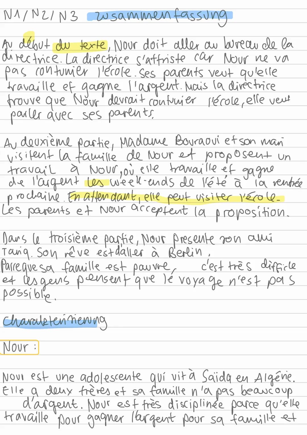 LERNZETTEL

Le résumé:

WICHTIGES:
*   Präsens ·einfacher Stil
*   3. Person eigene worte
*   neutral kurz

l'introduction:

Le texte, extra