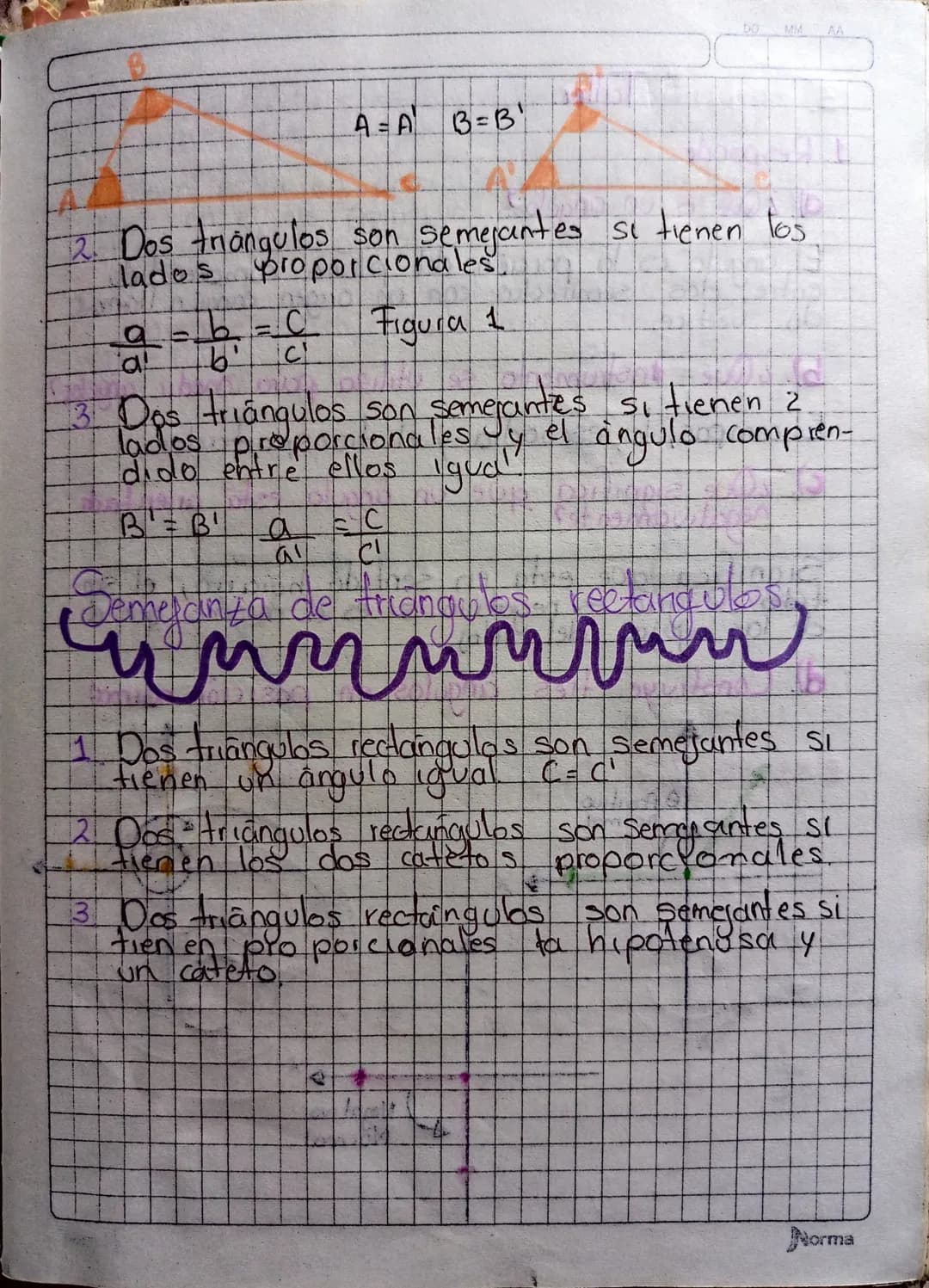 # Semejanzas de
un Triangulo

C
A
b
C
Figura 1
BA

Dado los triângulos ABC y A'B'C' determina-
mos los lados y ángulos homologos

Jados homo