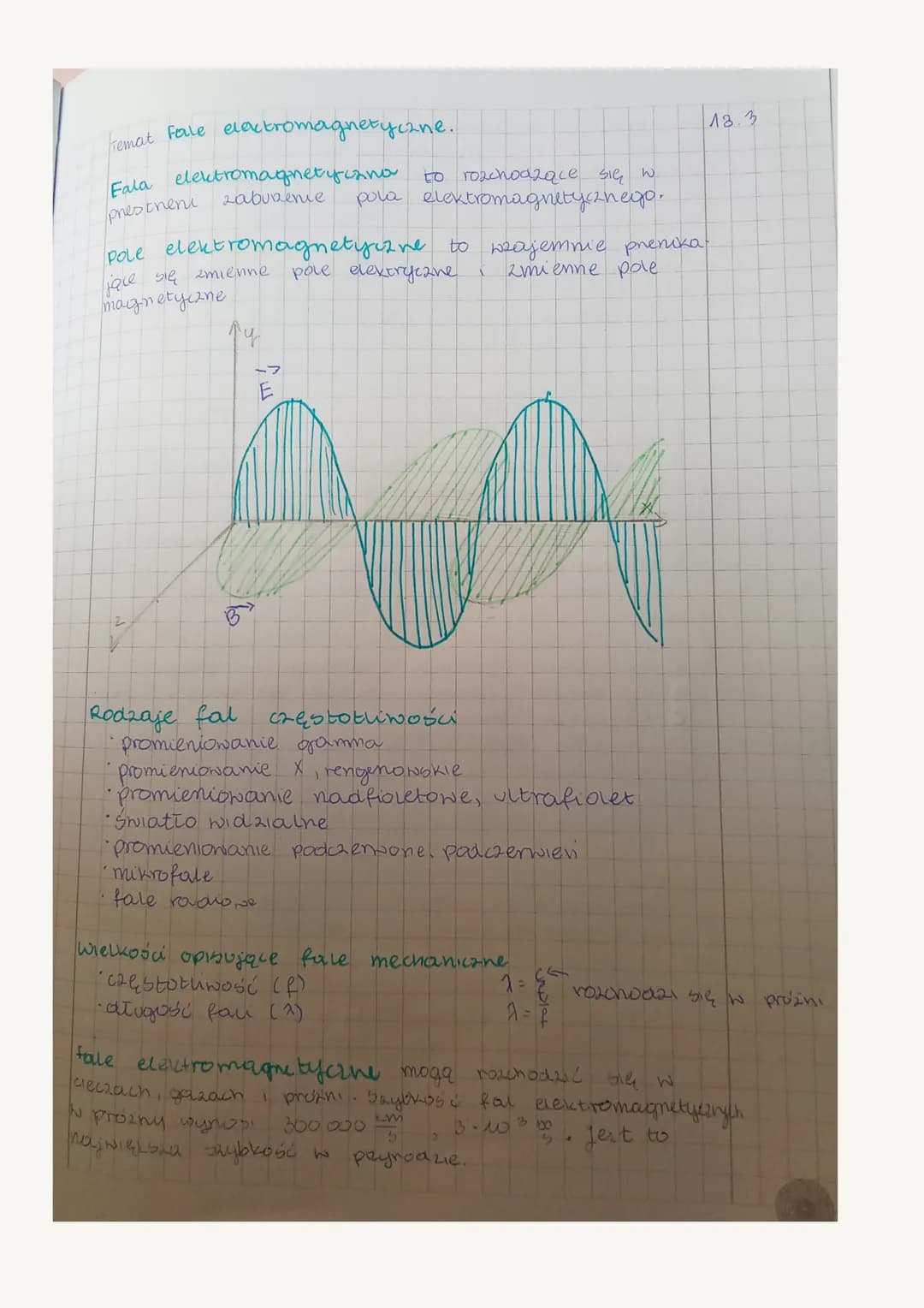 Temat Fale electromagnetyczne.

Fala elektromagnetyczna to rozchodzące się w
prestrene zabuxenie pola elektromagnetycznego.

Pole elektromag