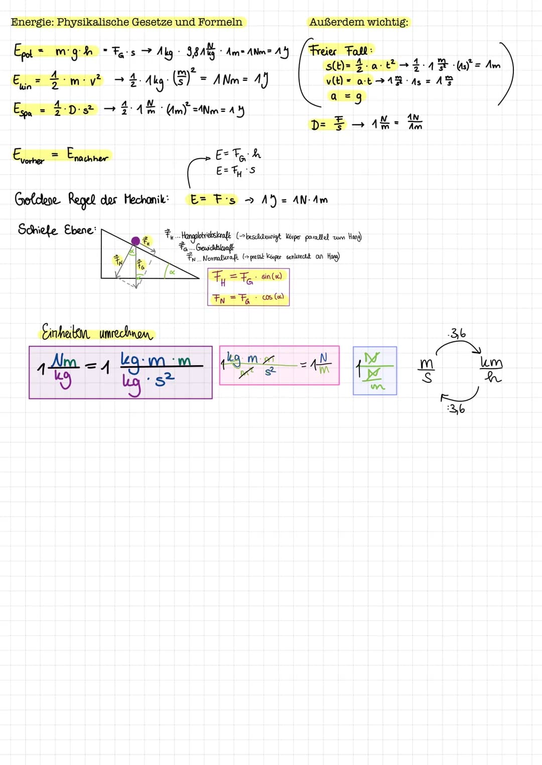 # Physik Energie (10/2)

- Energie wird benötigt, um Körper zu bewegen, anzuheben, zu verformen, zu
erhitzen,
- Energie steckt immer in eine